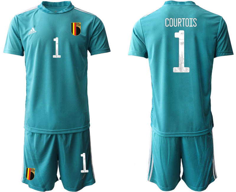 Men 2021 European Cup Belgium yellow goalkeeper #1 Soccer Jersey1